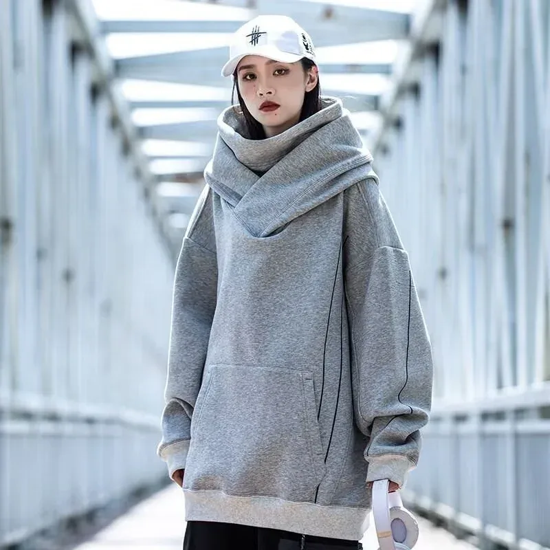 Autumn Men's Windbreaker Turtleneck Hooded Sweatshirts New Japanese Ninja Hoodies Women Line Print Oversized Y2K Vintage Hoodie — image 23