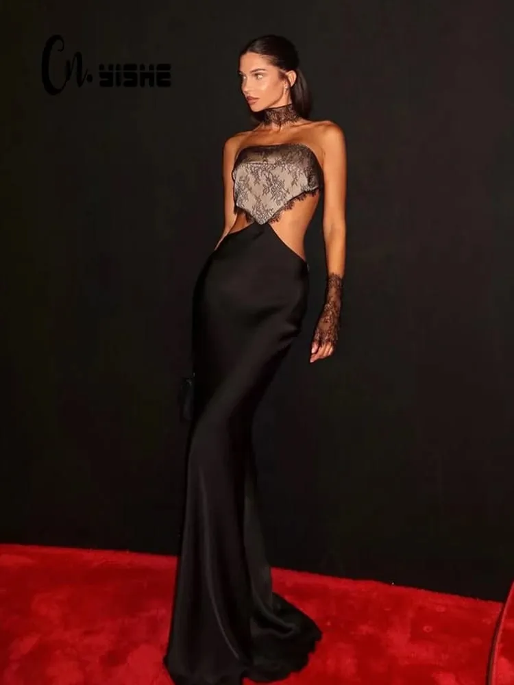 Hollow Out Bez ramínek Krajka Patchwork Hip Wrap Sexy Club Ženy Šaty Pochva Bodycon Módní Dámské outfity Party Slim — image 2