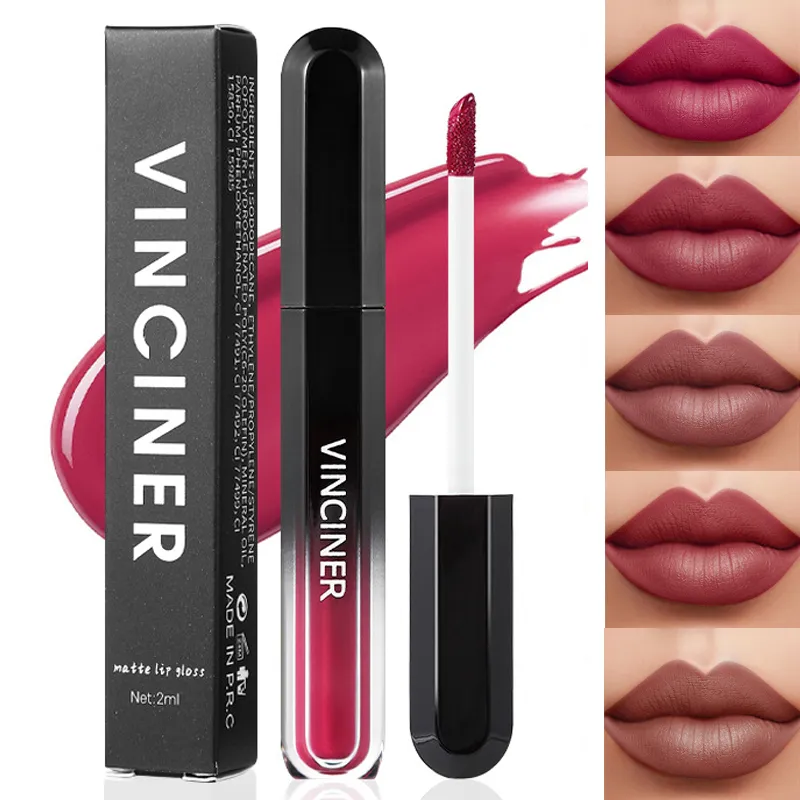 12 Colors Liquid Lipstick Matte Dark Brown Lip Gloss Cosmetic Waterproof Red Lip Glaze Non-stick Cup LongLasting Lip Tint Makeup — image 4