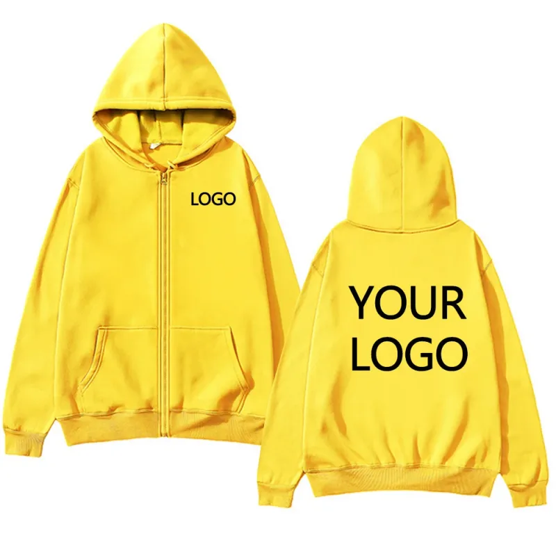 DIY Personalised customised logo men's street hoodie zip front sports sweatshirt women's casual knitted hoodie couple's gift — image 9