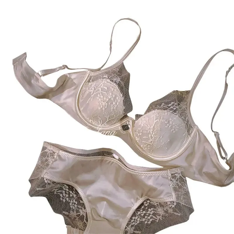 French Satin Lace Ladies Bra Set Push Up Anti Sagging Full Coverage Lingerie Soft Breathable Comfort Underwear Daily Use 32‑38AB — image 7
