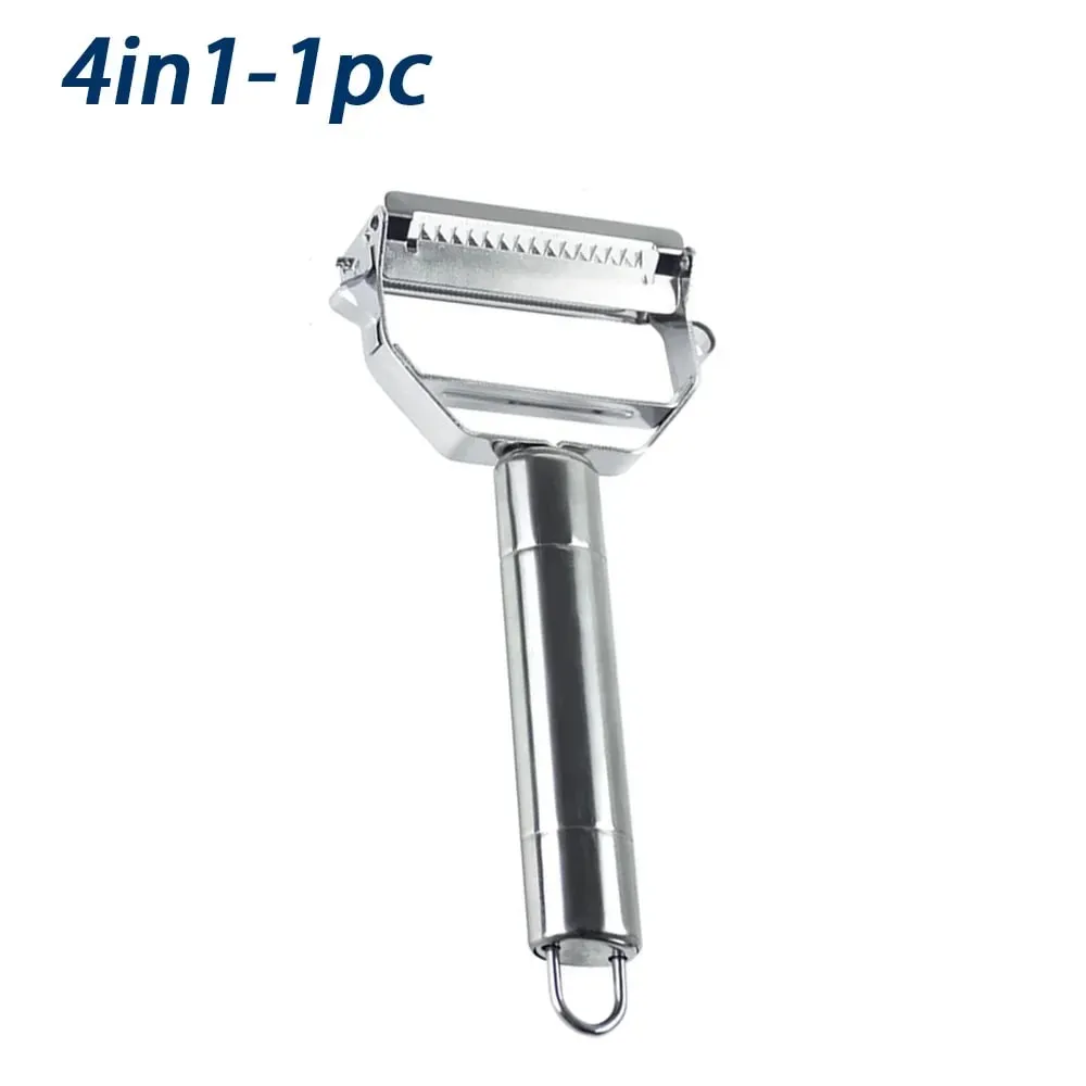 Stainless Steel Vegetable Peeler 4-in-1 Multi-Function Kitchen Tool with Anti-Slip Ergonomic Handle for Potato Carrot Cucumber