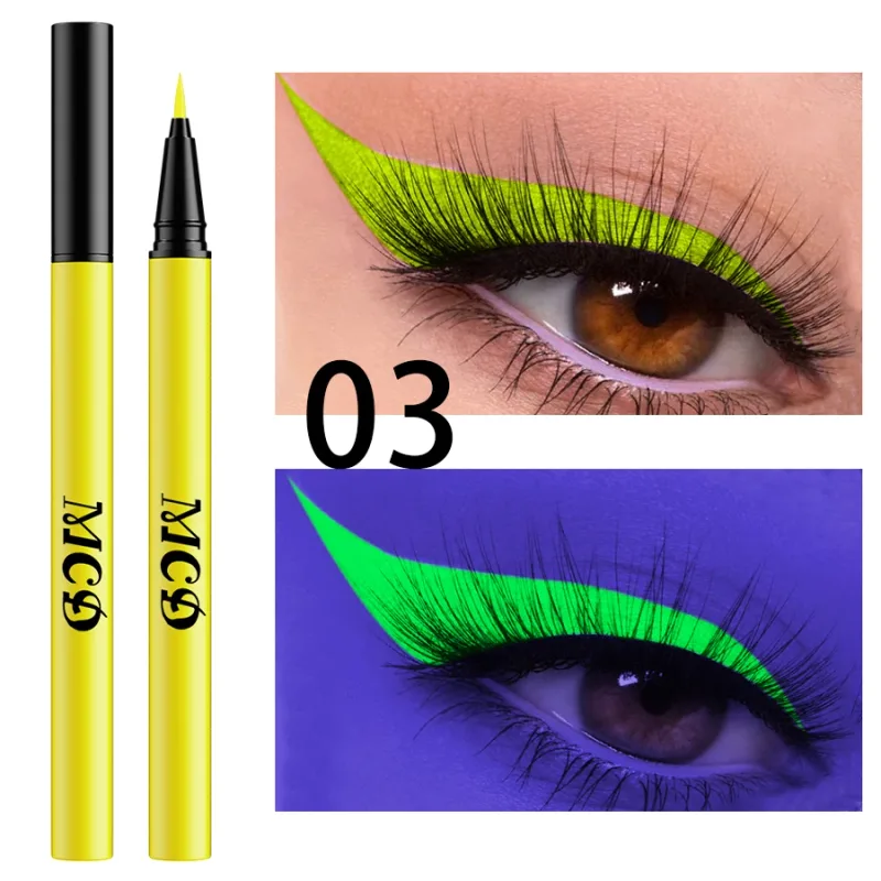 1PC UV Light Neon Eyeliner Pen Eyes Makeup Blue Green Waterproof Liquid Color Eye Liner Pencil Make Up Cosmetics Yellow Purple — image 8