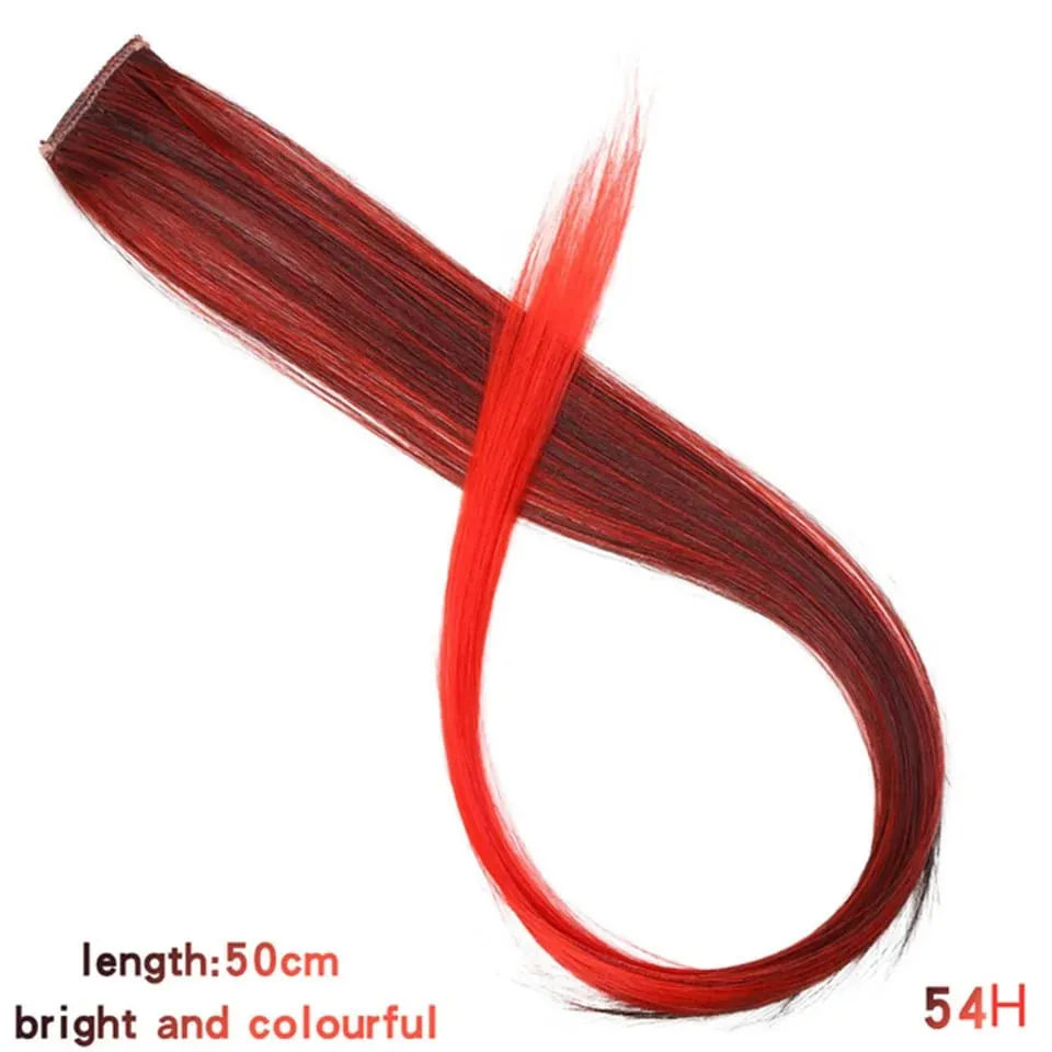 Synthetic Clip In One Pieces Colorful Hair Extensions Curly Synthetic Hair Pieces 18" Long Ombre Hair Pink Purple Red Blue — image 49