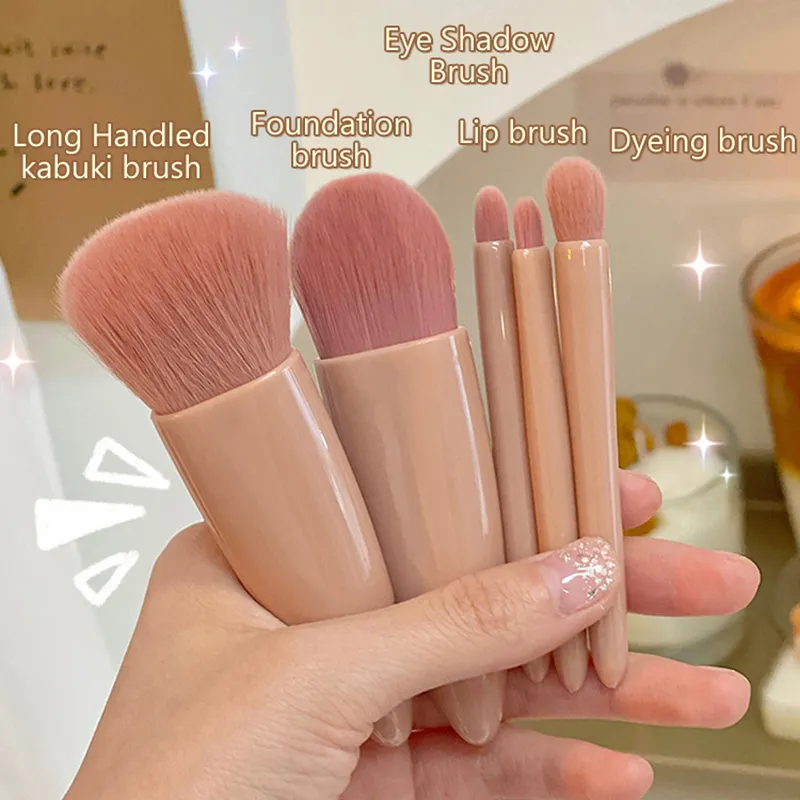 5 szt. Zestaw pędzli do makijażu w rozmiarze podróżnym Mini pędzle do makijażu Mały, kompletny zestaw pędzli kosmetycznych z etui i lusterkiem Perfe — image 4
