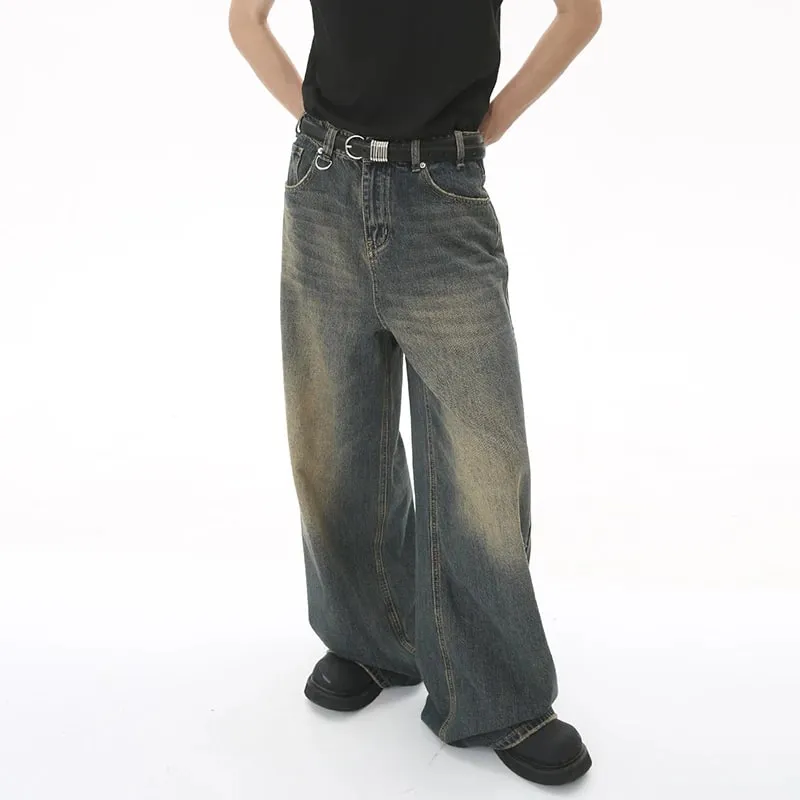 Summer Men's Denim Pants Old Blue Washed Male Jeans Straight Casual Menwear Loose Wide Leg Trousers New Fashion 9C354 — image 3