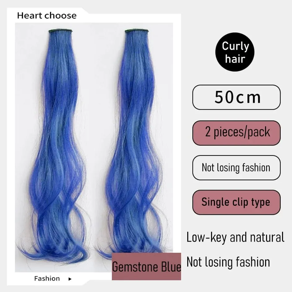 Sintético 2 peças/set 50cm colorido extensões de cabelo encaracolado onda de água rosa/azul/roxo halloween/peruca de natal — image 9