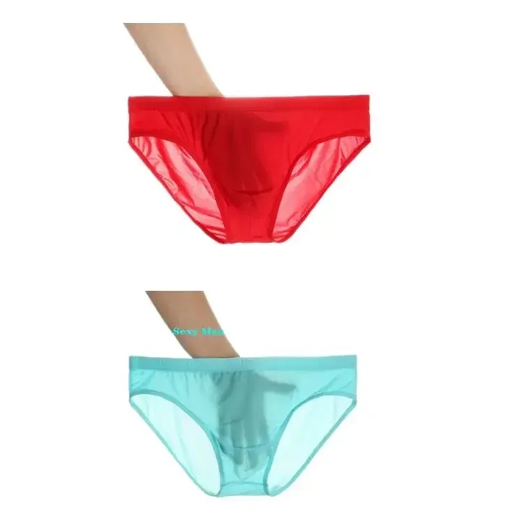 2 ADET Ultra Ince Buz Ipek Külot Erkekler Artı Boyutu M-4XL Düz Renk Gençlik Saydam Düşük Bel Nefes Seksi Erkek Külot — image 17