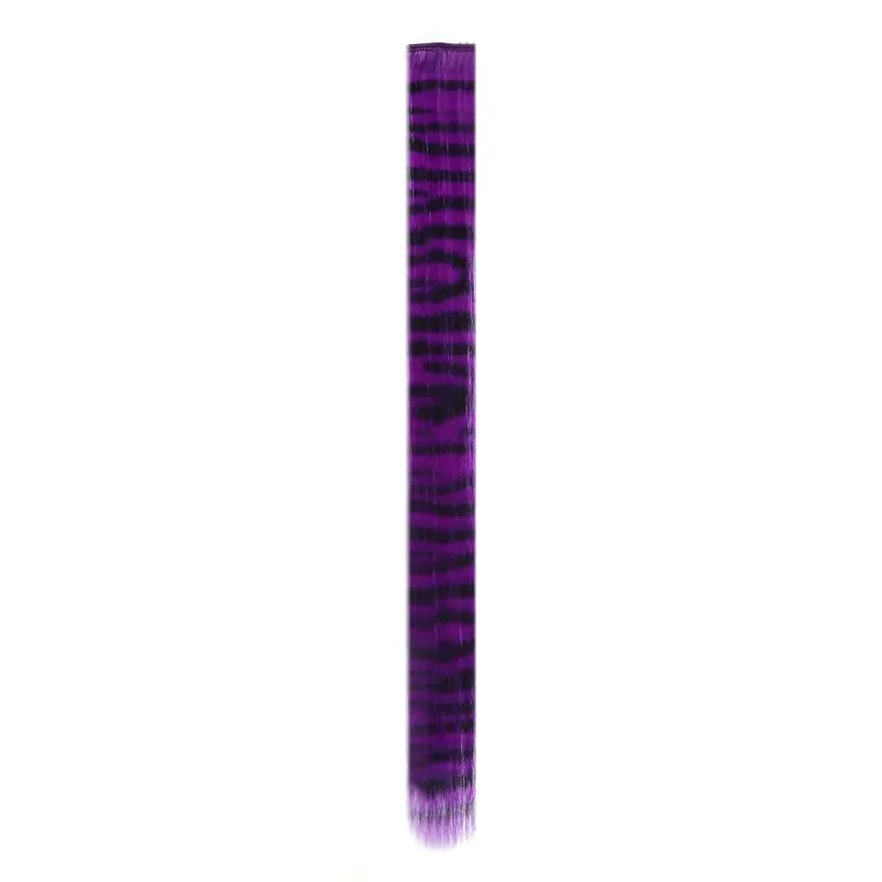 Synthetic Feather Hair Extension Piece One-card leopard Print Wig Colorful Silk Hanging Ear Dyed long Straight Hair Cushion — image 10
