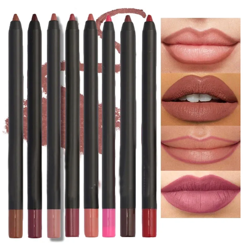 Nude Brown Lip Liner Pencil Lipstick Matte Smooth Waterproof Lipliner Long Lasting Non-stick Cup Lipstick Pen Beauty Cosmetics — image 4
