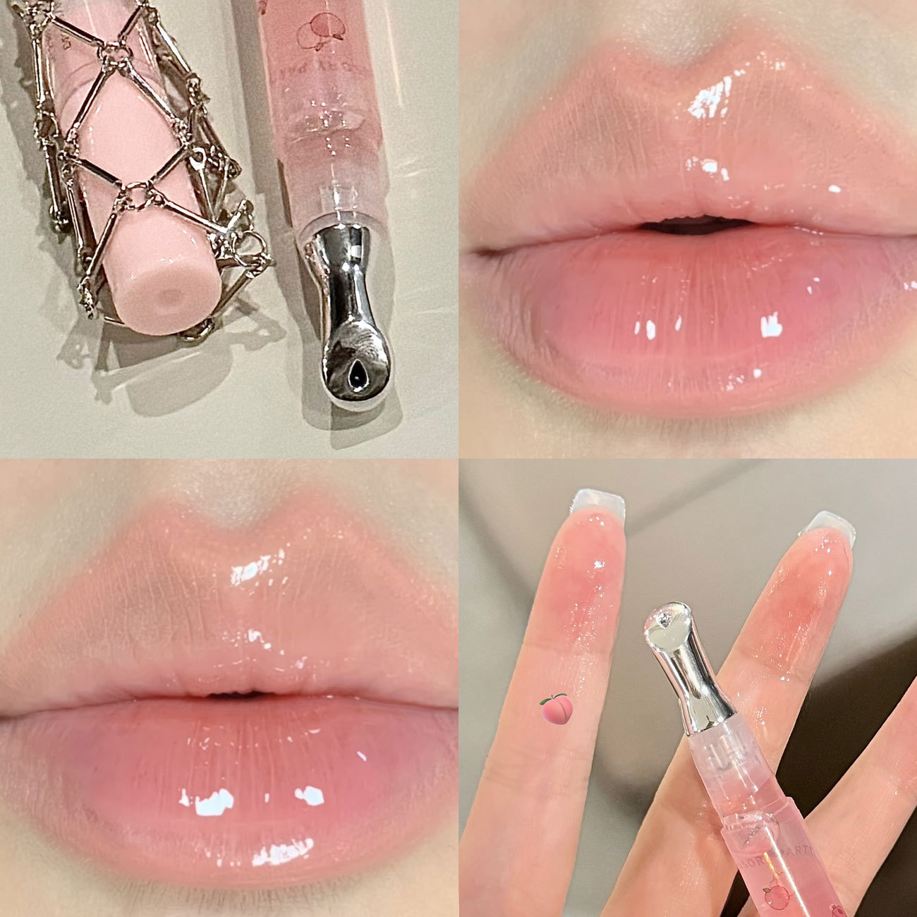 Peach Lip Oil Hydrating Mirror Lip Gloss Moisturizing Non-sticky Lip Tint Lips Plumper Autumn and Winter Lips Care Serum Primer
