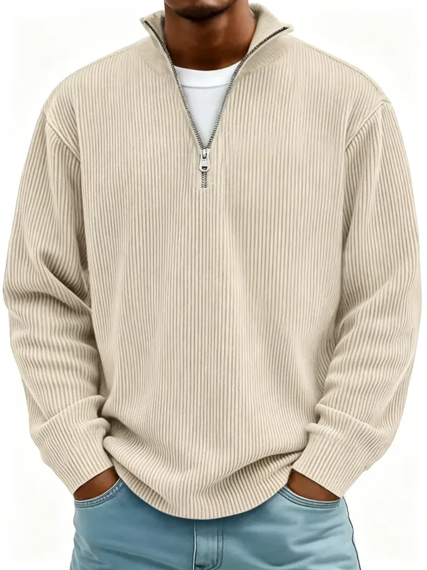 Men's Autumn Winter Stand-Collar Zip-Up Sweatshirt Loose Long Sleeve Casual Daily Outdoor Fashion Trendy Men's Outerwear — image 11