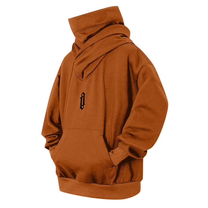 Felpa a collo alto con ricamo Felpa oversize Y2K Uomo Donna Felpa con cappuccio Ninja giapponese Autunno Hip Hop Tasca in pile Streetwear