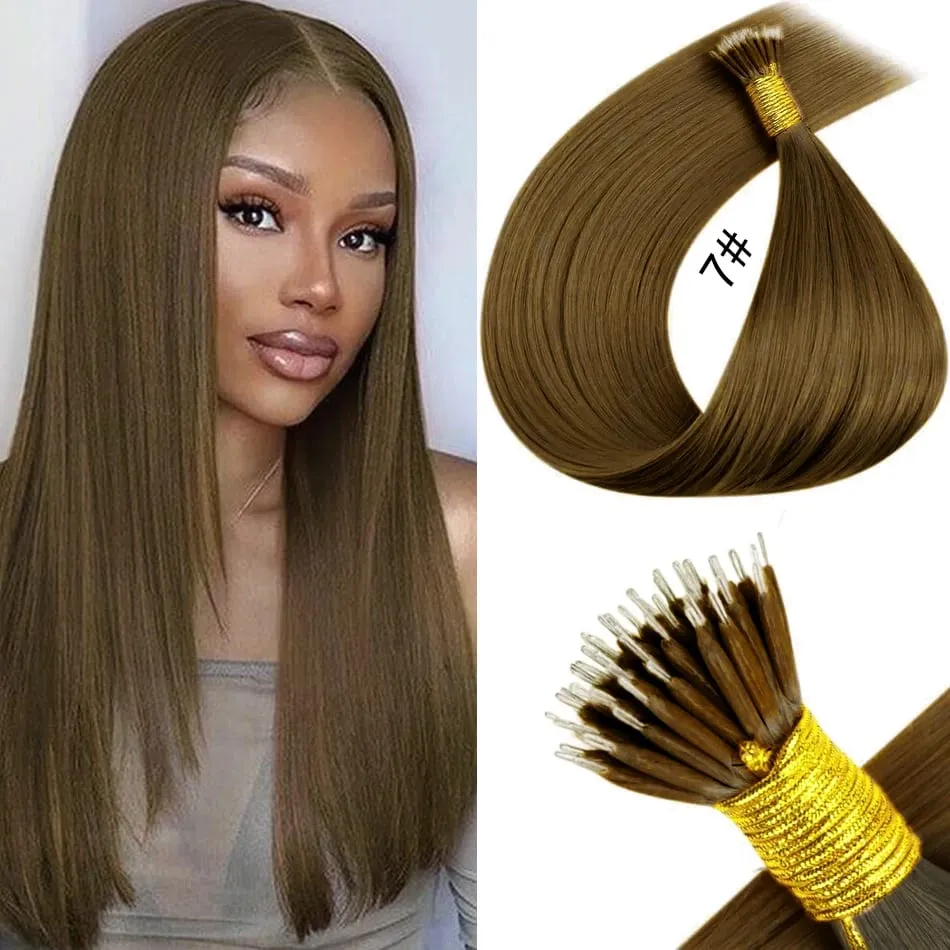Nano Rings Hair Extension Real Human Hair Invisible Mini Silicone Beads Black Brown Blonde Microlink 100% Human Hair Extensions — image 13