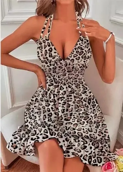 Sexy Deep V Neck Tank Top Women's Clothing Open Back Parallel Wrinkle Dress European And American Cross-border Popular Dress — image 13