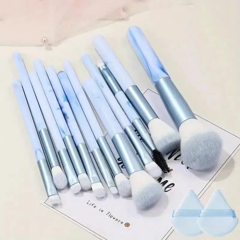 12PCS Makeup Brush Set Blue Foundation Concealer Blush Powder Eye Shadow Kabuki Blending Cosmetic Soft Fluffy Female Makeup Tool — image 7