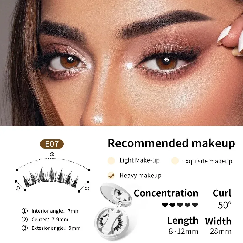 Brown Magnetic False Eyelashes Natural Soft Light Weight Eye Makeup Set With Applicater One-Piece Box Easy To Carry Eyelash Tool — image 15