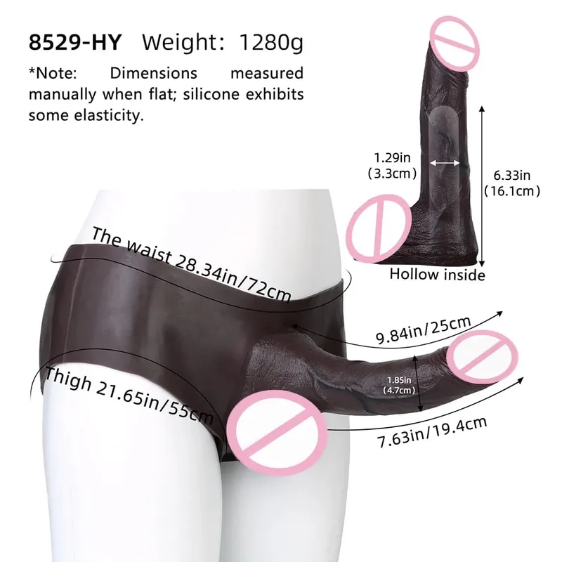 Ultrarealistiske hule dildotrusser Silikone trusser Strapon Penis Extend Sleeve Bukser Sexlegetøj til mænd Pikforstørrelse — image 12