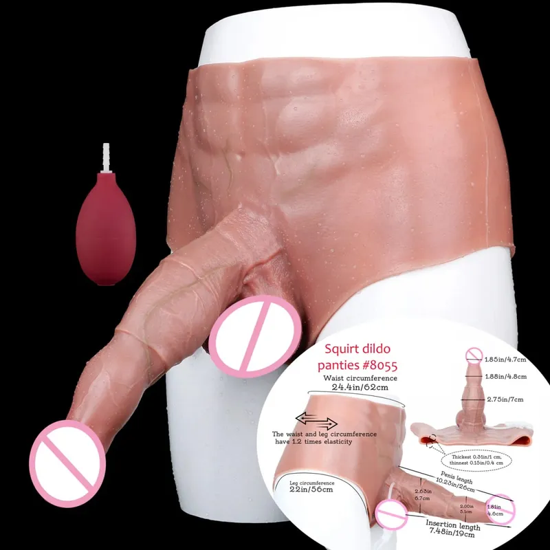 Sort nøgen strop stor realistisk udløsning dildo silikone sprøjtende trusser med simuleret solid penis sexlegetøj til kvinder