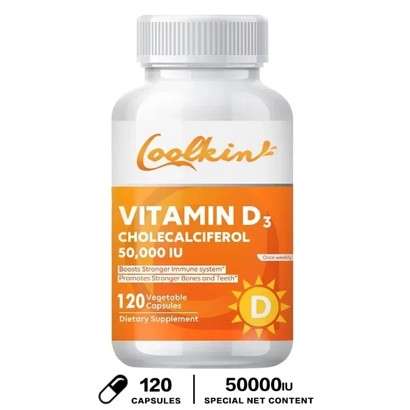 High Potency Vitamin D3 50 000 IU - 120 Vegetarian Capsules - Gluten Free Non-GMO Vitamin D Supplement