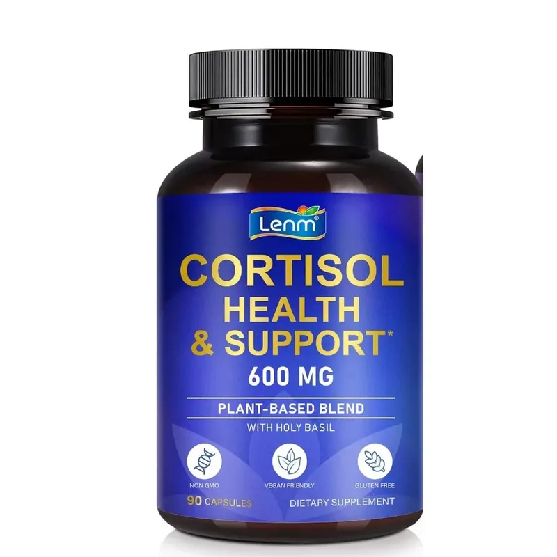 Lenm Cortisol Health Support Capsules Ashwagandha Rhodiola Holy Basil L-Theanine Para sa Stress Balance at Relaxation Adult 90 Count