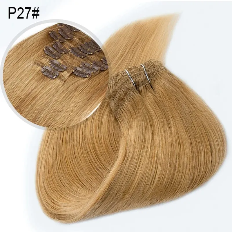 100% Real Human Hair Blonde Clips In Hair Extensions Bundles Natural Black Bulks Blonde 613 Piano Colored Brazilian Hair 30 inch — image 22