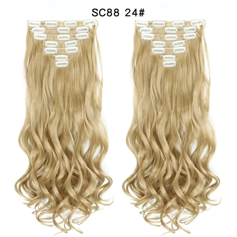7pcs/Set Long Straight Hair Extension 16 Clips High Tempreture 22inch Synthetic Hairpiece Clip in Red Hair Extensions for Women — image 28