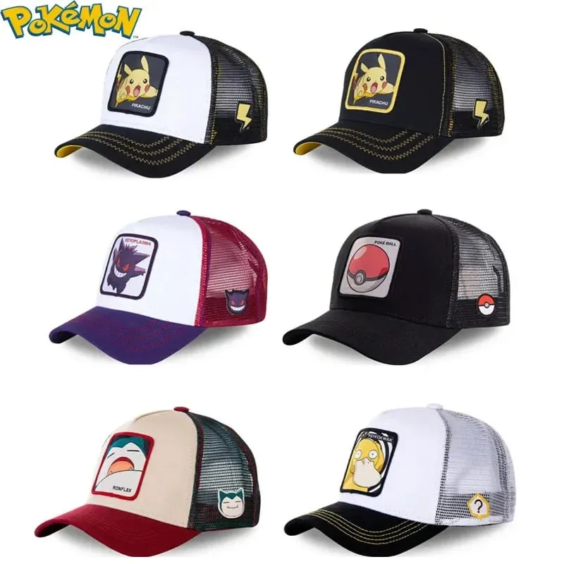 Pokemon High Quality Embroidery Baseball Cap Pikachu Gengar Snorlax Psyduck Anime Adjustable Breathable Mesh Hat Cosplay Gifts — image 1