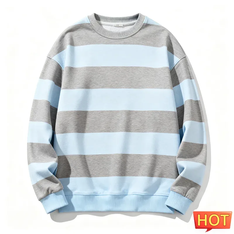 Retro gestreiftes Grafik-Sweatshirt für Herren, schlicht, lässig, langärmelig, 3D-gedruckt, hässliches Sweatshirt, lockere, atmungsaktive O-Ausschnitt-Pullover — image 6
