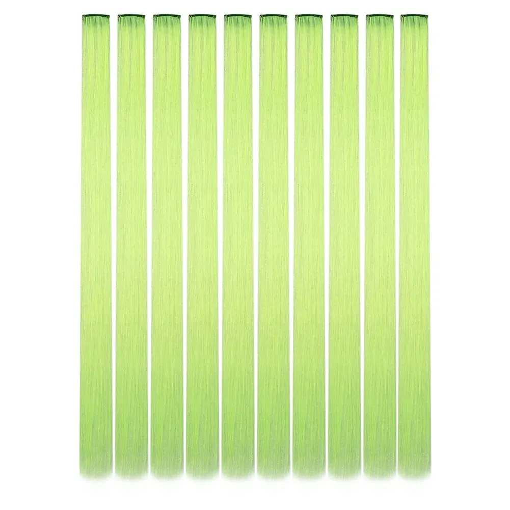 10PCS/Pack Colored Party Highlights Clip in Hair Extensions for Girls 22 Inches Omber colors Straight Hair Synthetic Hairpieces — image 13