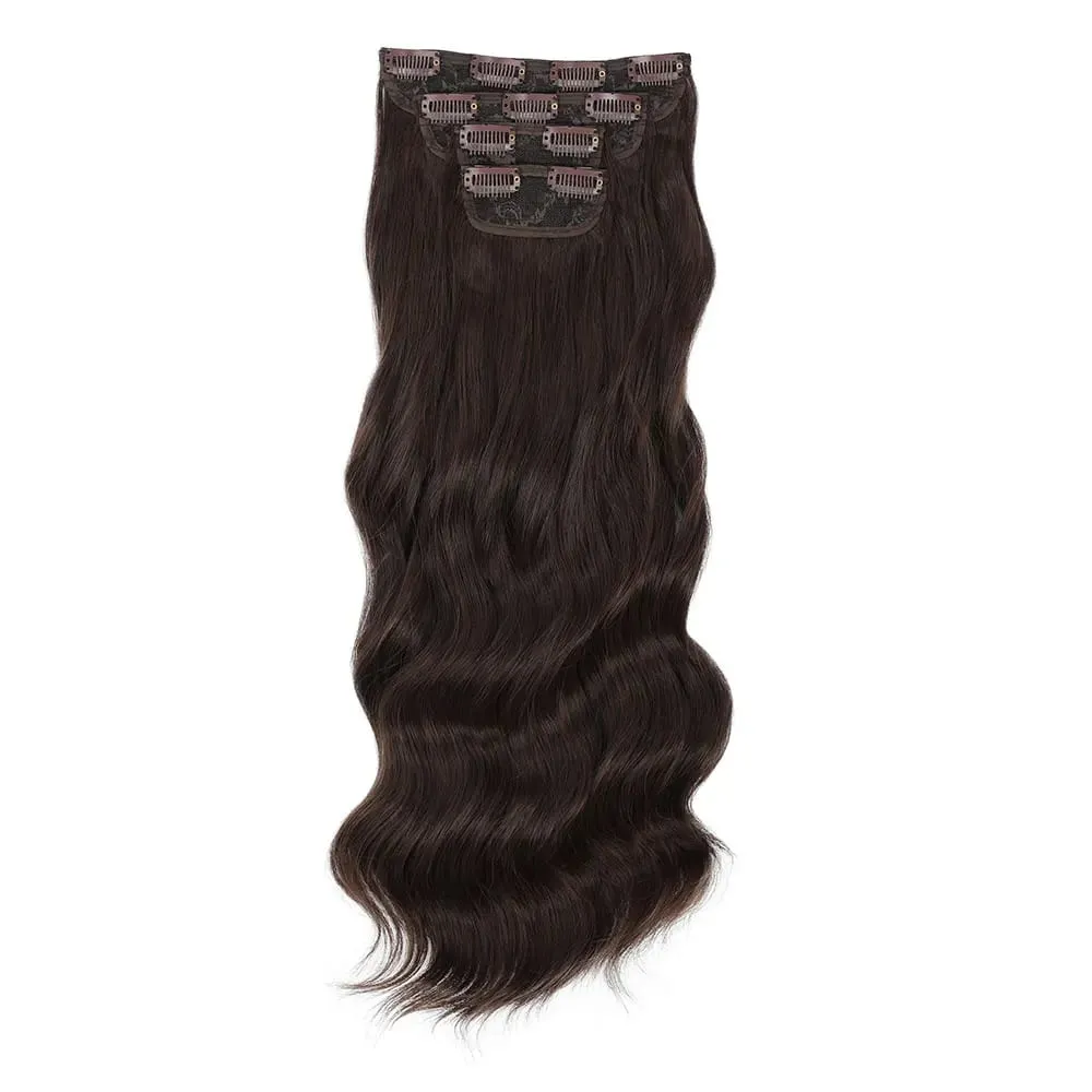 4 pçs/set 11 clipes 22 polegadas 220g ondas de praia clipe em extensões de cabelo loira arenosa champanhe resistente ao calor sintético peruca — image 26