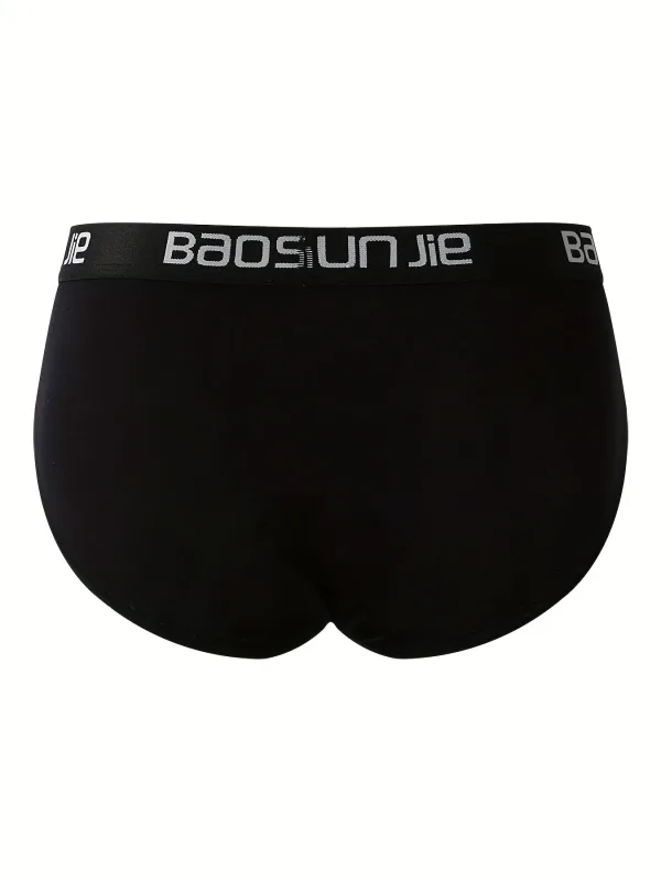 5-Pack Men's Pure Cotton Briefs - BAOSHUNJIE Waistband, Multi-Color, Soft Breathable Underwear for Daily Comfort