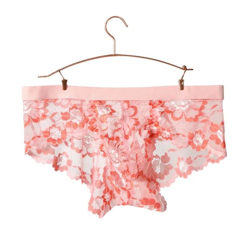 Renda sexy roupa interior suave dos homens bolsa calcinha perspectiva fina floral homem briefs tentação malha baixa ascensão respirável cuecas — image 10