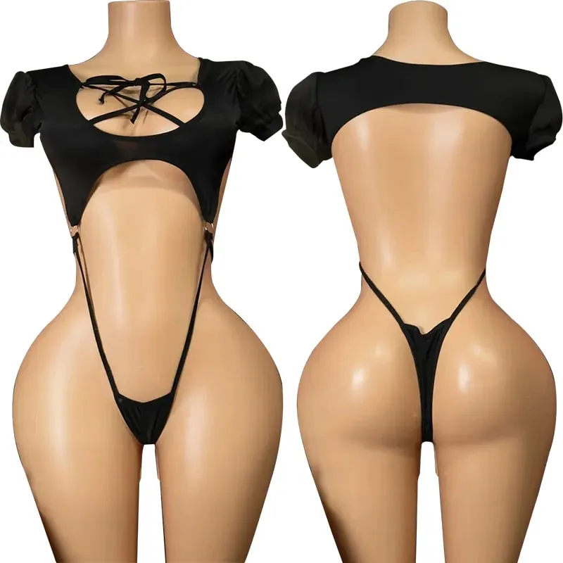 Summer Tops One-Piece Hot Erotic Lingerie Women Sexy Backless Teddy Bodysuit Plus Size Sleeveless Bodycon Open Crotch Bodysuits — image 12