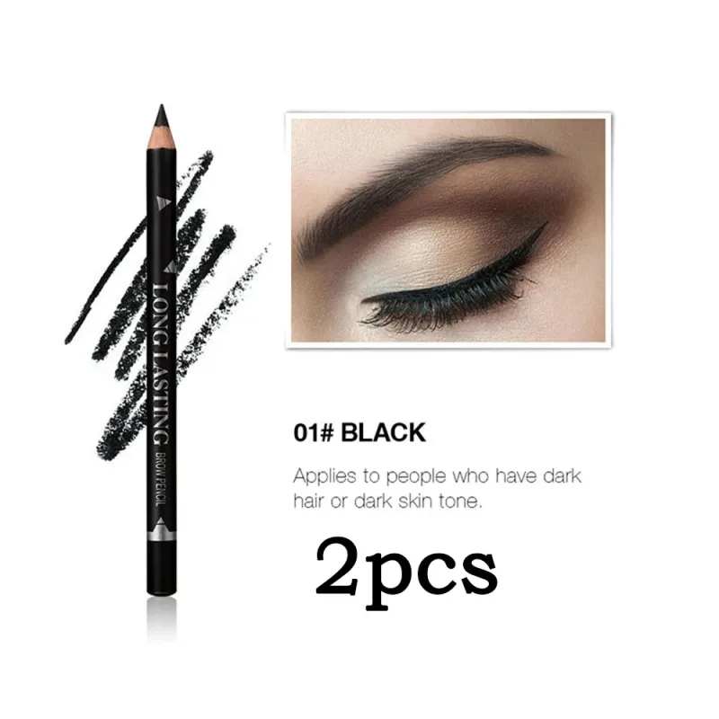 2pcs MENOW 3 Colors Long Lasting Waterproof Eyebrow Pencils Double Use Wooden Pole Eyeliner Permanent Makeup Tattoo Accessories — image 7