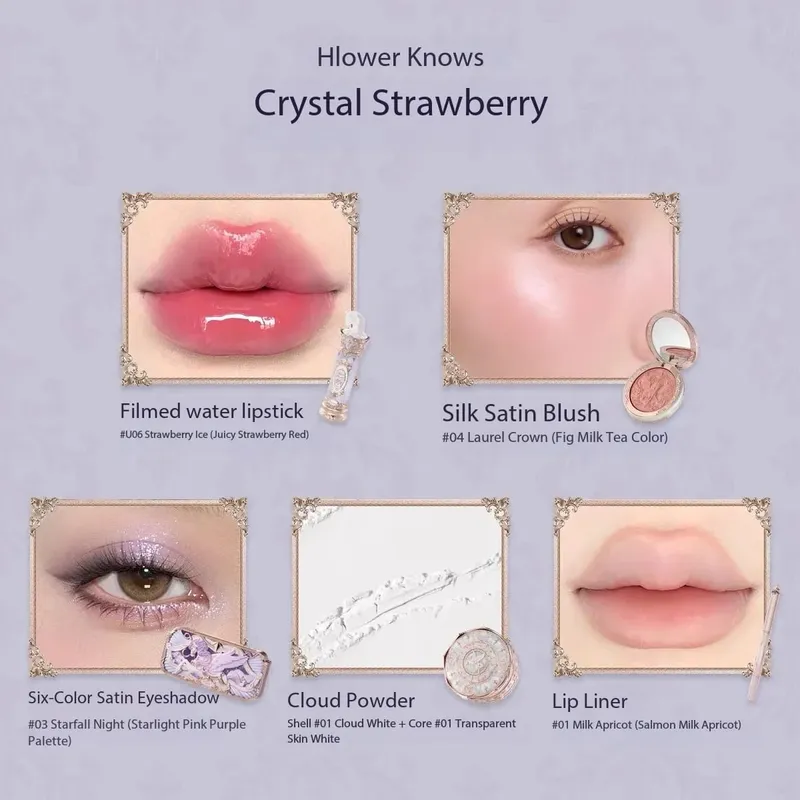 Flower Know Knight Unicorn Series 11PCS Makeup Set 6-color Eyeshadow Freeze-dried Cheek Red Lip Gloss Eyeliner Cushion