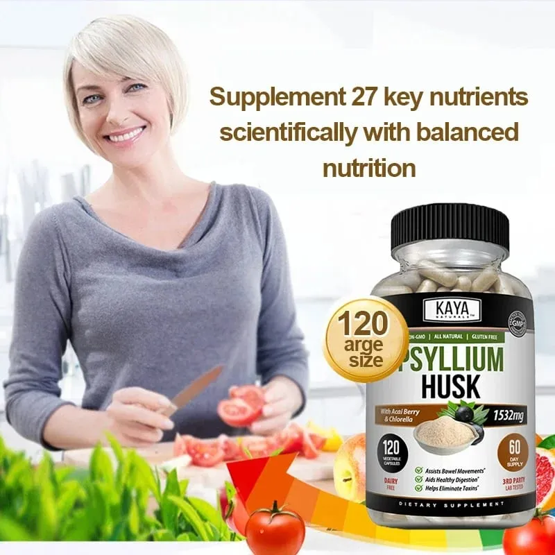 Psyllium Husk Capsules - 1532 Mg - Enriched with Ginger Root and Aloe Vera To Support Bowel Digestive and Detoxification Health — image 5
