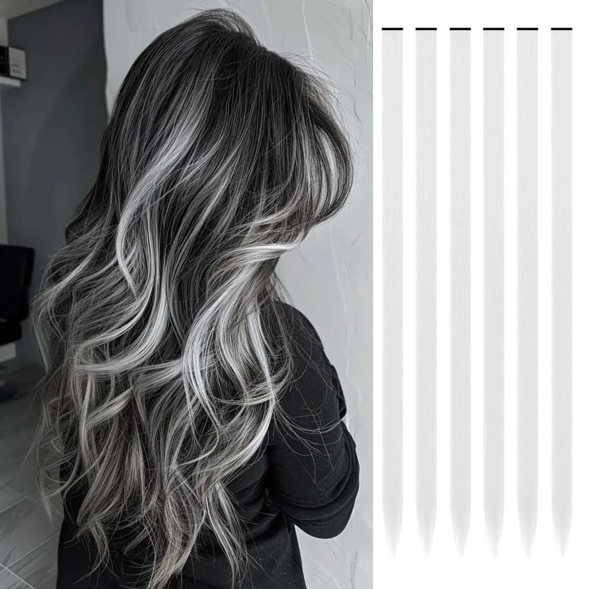 6 pçs extensões de clipe sintético 24 Polegada extensões de cabelo colorido destaques festa longo em linha reta hairpieces para mulheres crianças menina