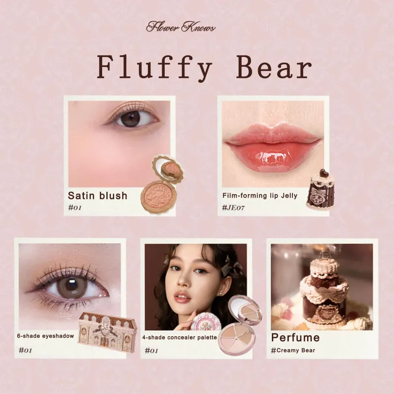 New Arrive Flower Knows The Sweetie Bear Collection Mini Setting Powder Cookie Perfume and Dual Ended Brow Gel and Pencil