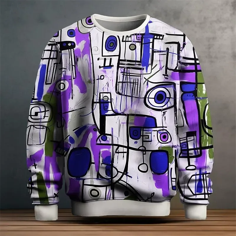 Baju Sweat Grafik Lelaki untuk Lelaki Pullover Graffiti Baju Sweat Lengan Panjang Krew Leher Fesyen Percutian Harian Kasual Percutian Baru