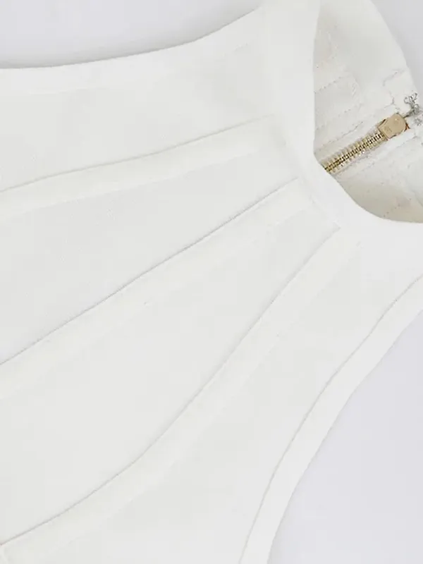 Robe d'été Sexy et élégante, élastique, blanche, couleur unie, extensible, Empire, moulante, mode femmes, robe de soirée, XL, vente en gros, 2024 — image 7