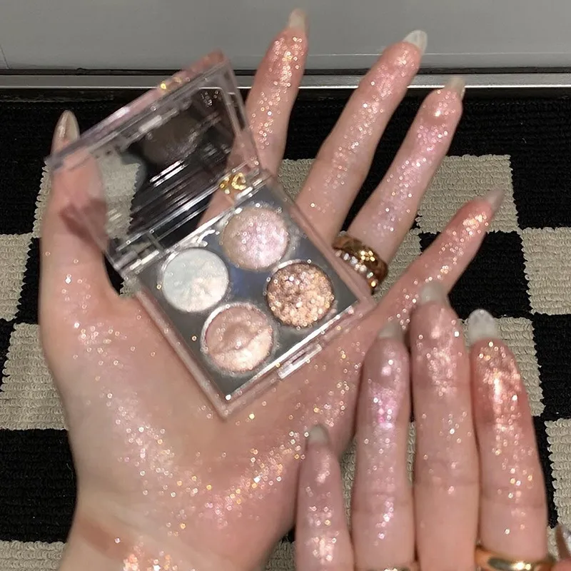 Pearlescent Fine Glitter Highlighter Eyeshadow Palette Diamond Sequins Lying Silkworm Eye Shadow Waterproof Lasting Eyes Makeup — image 3