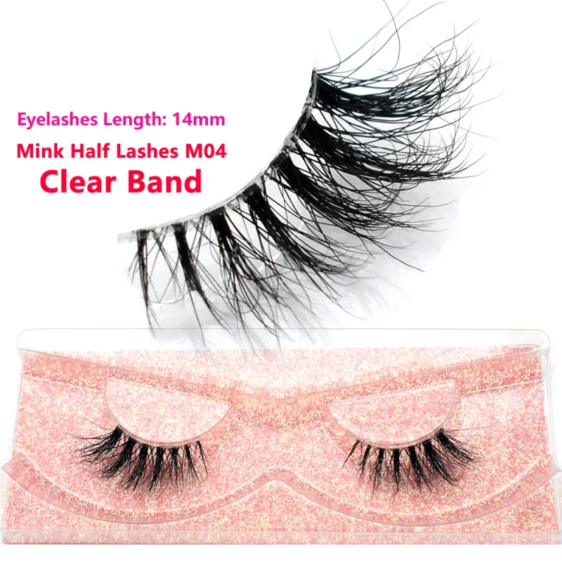 Demi-cils naturels 3D en vison, courts, duveteux, vaporeux, bande croisée, doux, Extension, maquillage — image 45