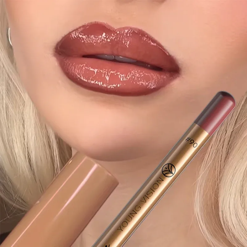 2pc Set Matte Lip Liner And Starry Glitter Lip Gloss Pearlescent Fine Shimmer Long-Lasting Hydration Non-Sticky Makeup — image 3