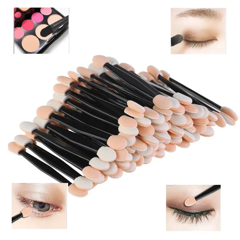 30/50/100PC Eye Shadow Brush Makeup Dual Sided Sponge Nylon Set Eye Shadow Brushes For Cosmetic Applicator Makeup Hot Disposable — image 1