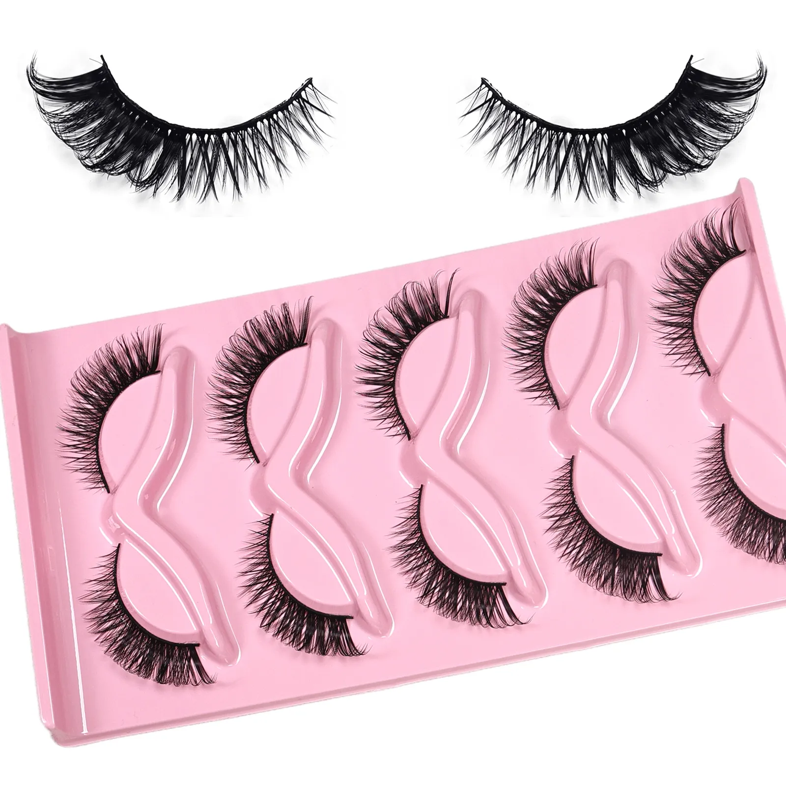 5 Pairs Cat Eye False Eyelashes Long Wispy Lashes Outer Corner Elongated Design Thick Volume Fake Lashes for Daily Party Makeup — image 5