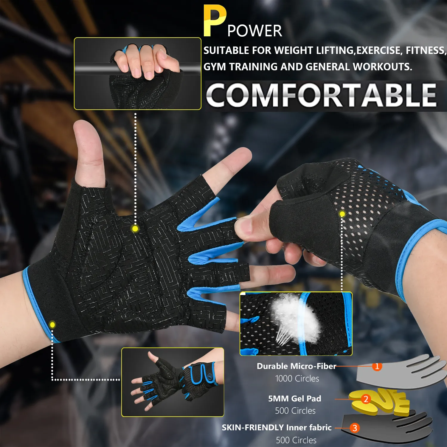 Gym Gloves Breathable Anti-slip Pull Ups Training Yoga Body-building Exercise Fitness Workout Weight Lifting Gloves Men — image 5