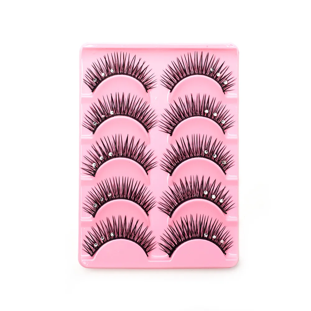 5 Pairs Makeup Diamond False Eyelashes Set Show Catwalk Party Shinny Eye Lashes Handmade Eyelash Shinning Cosmetics — image 5