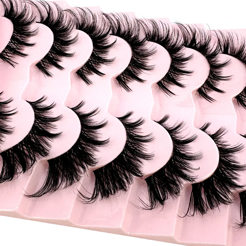 7/8PairsCat Eye Eyelashes manga Lashes 3D Clear Band Lashes naturalHalf Lashes End Eye Elongated Mink Eyelashes Fluffy Eyelashes