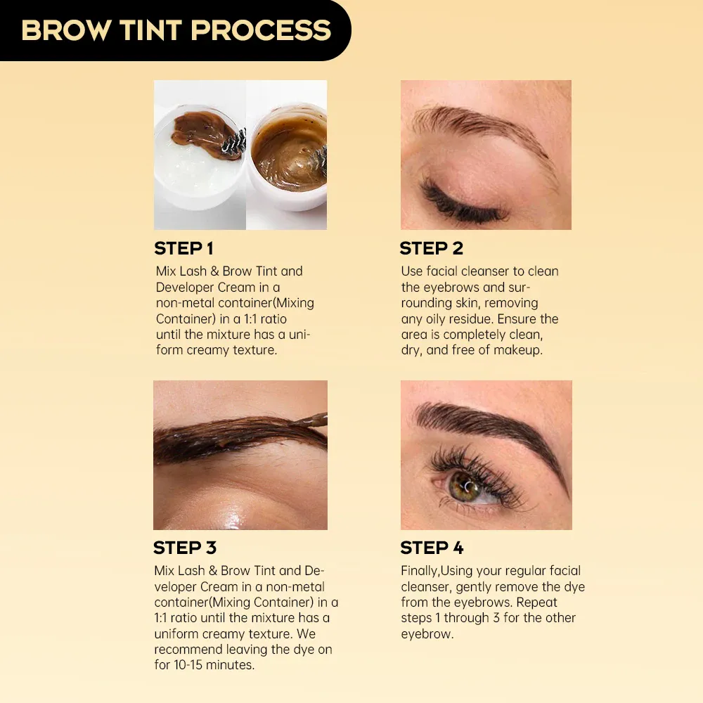 Gollee Eyebrow Tint Set 6ml Natural Classic Black Eyelash Brow Tint Kit Semi Permanent Lasting Brow Lash Tint Waterproof Set — image 4